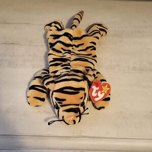 Ty Beanie Baby "Stripes" Striped Tiger Plush - Black and Tan
